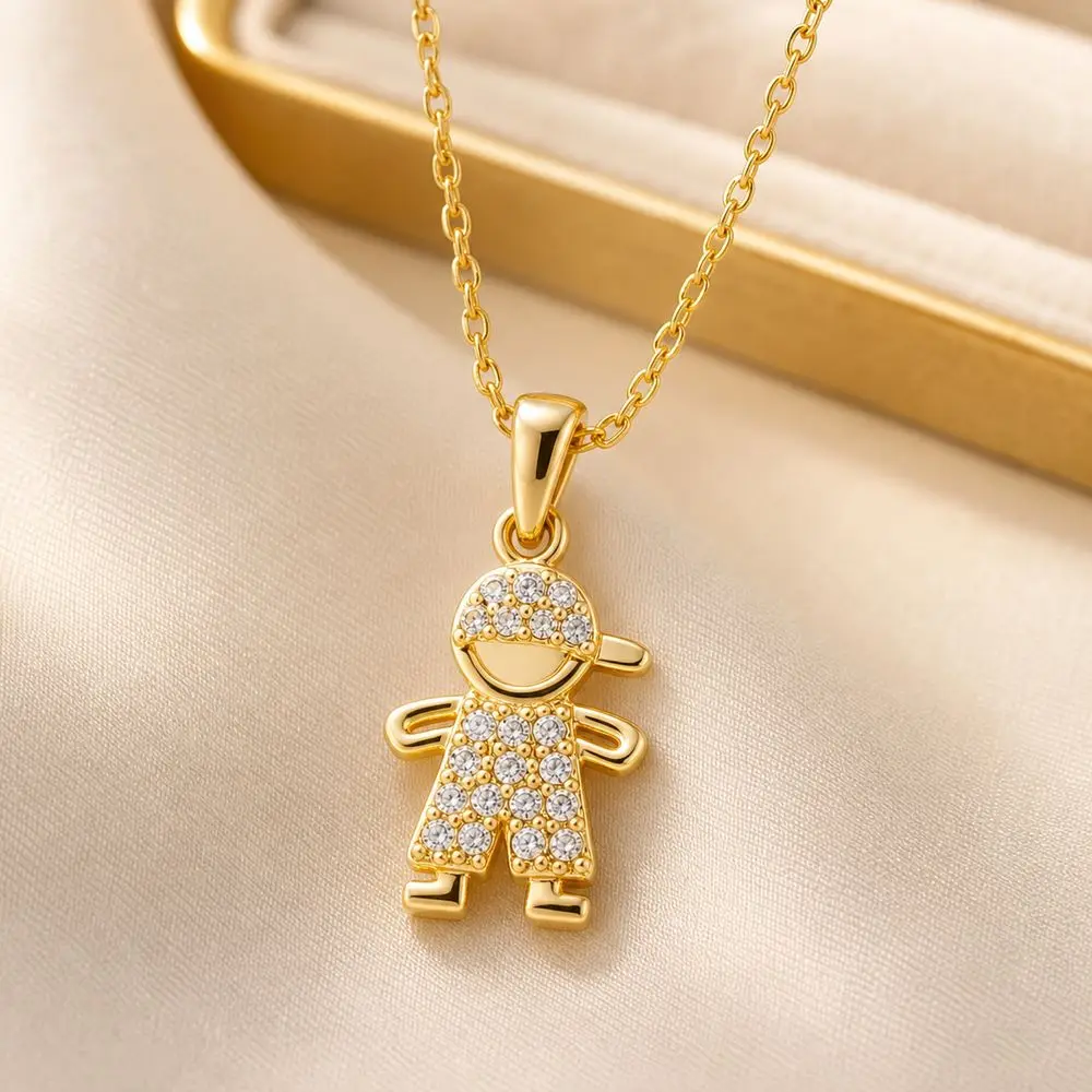 Boy Girl Brass Pendants Brass Base Clear Cubic Zirconia Micro Pave Charms Earring Compatible Micro Pave Setting