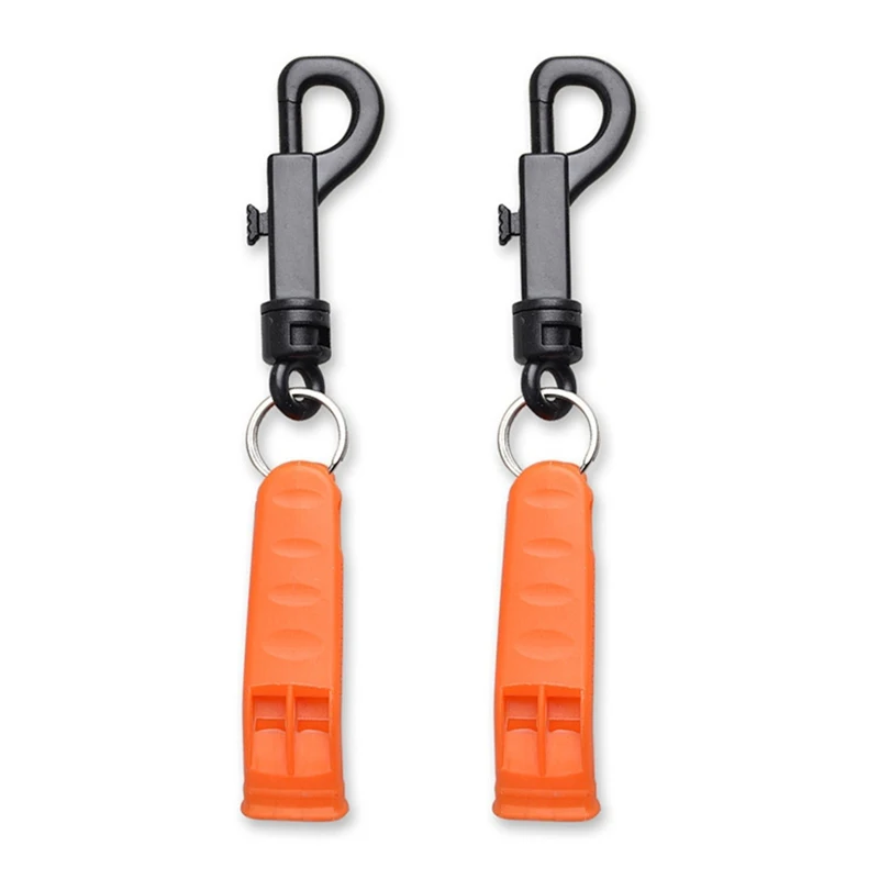 2pcs Emergency Whistle Safety Survival Whistle Signaling Whistle with Hook for Outdoor Camping Hiking