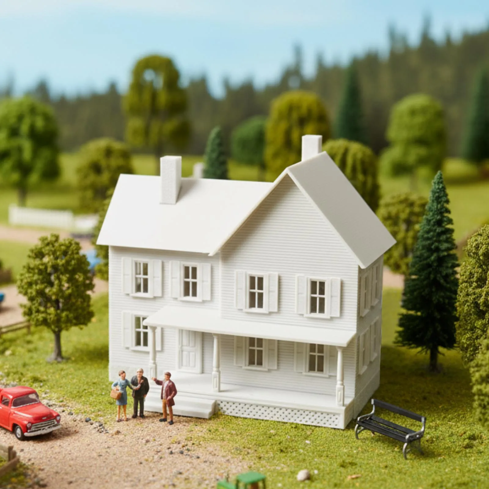 Evemodel HO مقياس 1:87 نموذج Dwelling House Kit غير مصبوغ مبنى معماري غير مجمع