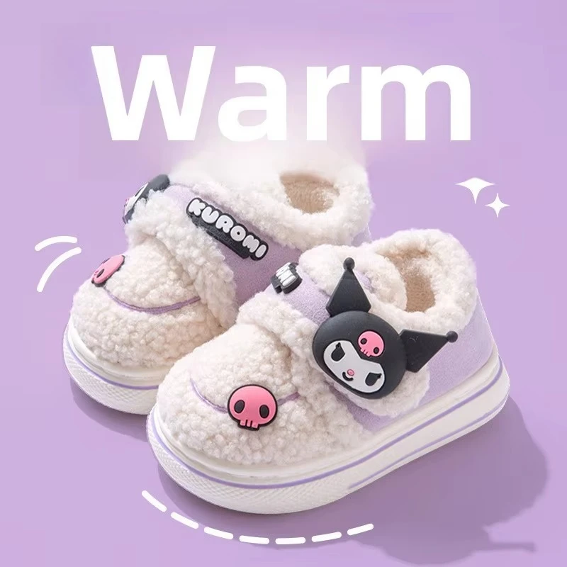 Kulomie Children's Cotton Slippers Autumn and Winter Girls Princess Sanrio Warm and Pile Parent-Child Cotton Shoes