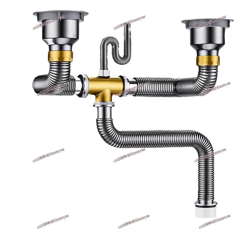 

Vegetable Basin Sewer Pipe Accessories Stainless Steel Double Tank Dishwasher Sink Drain Pipe Sewer