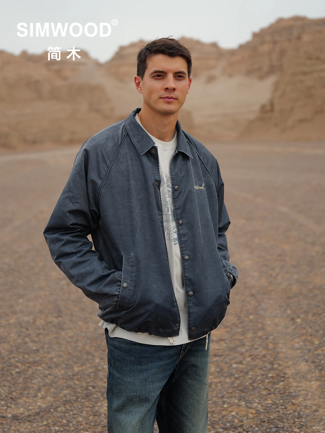 

SIMWOOD 2022, осенне-зимняя новая стираная винтажная куртка с вышивкой, мужская нейлоновая куртка большого размера