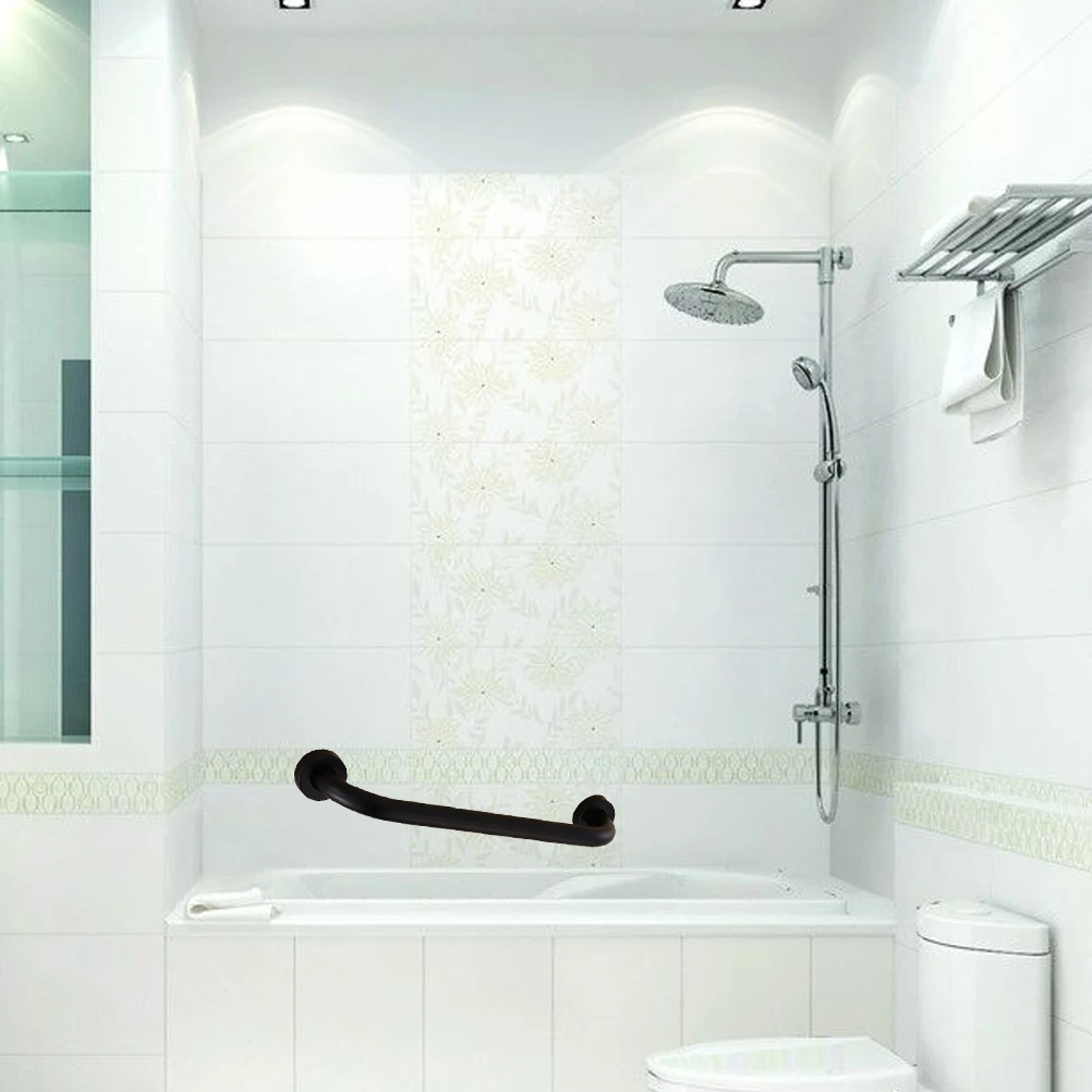 

Safety Grab Bar Bathroom Stainless Steel Black Non-Slip Shower Armrest Handle Toilet Support for Elderly 43cm