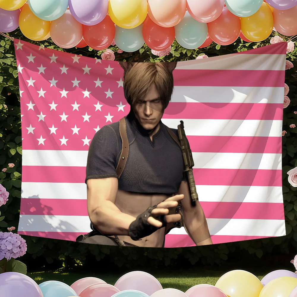 Game Hot Funny L-Leon Kennedy-S flag Tapestries Outdoor Parties Bedrooms Living Rooms Dorm Rooms Wall Decor Banners Gifts