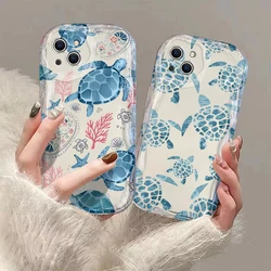 Summer Cartoon Turtle Pattern 3D Wave Case For Samsung A73 A72 A71 A55 A54 A53 A34 A33 A25 A24 A23 A15 A14 A05 A03 4G 5G Cover
