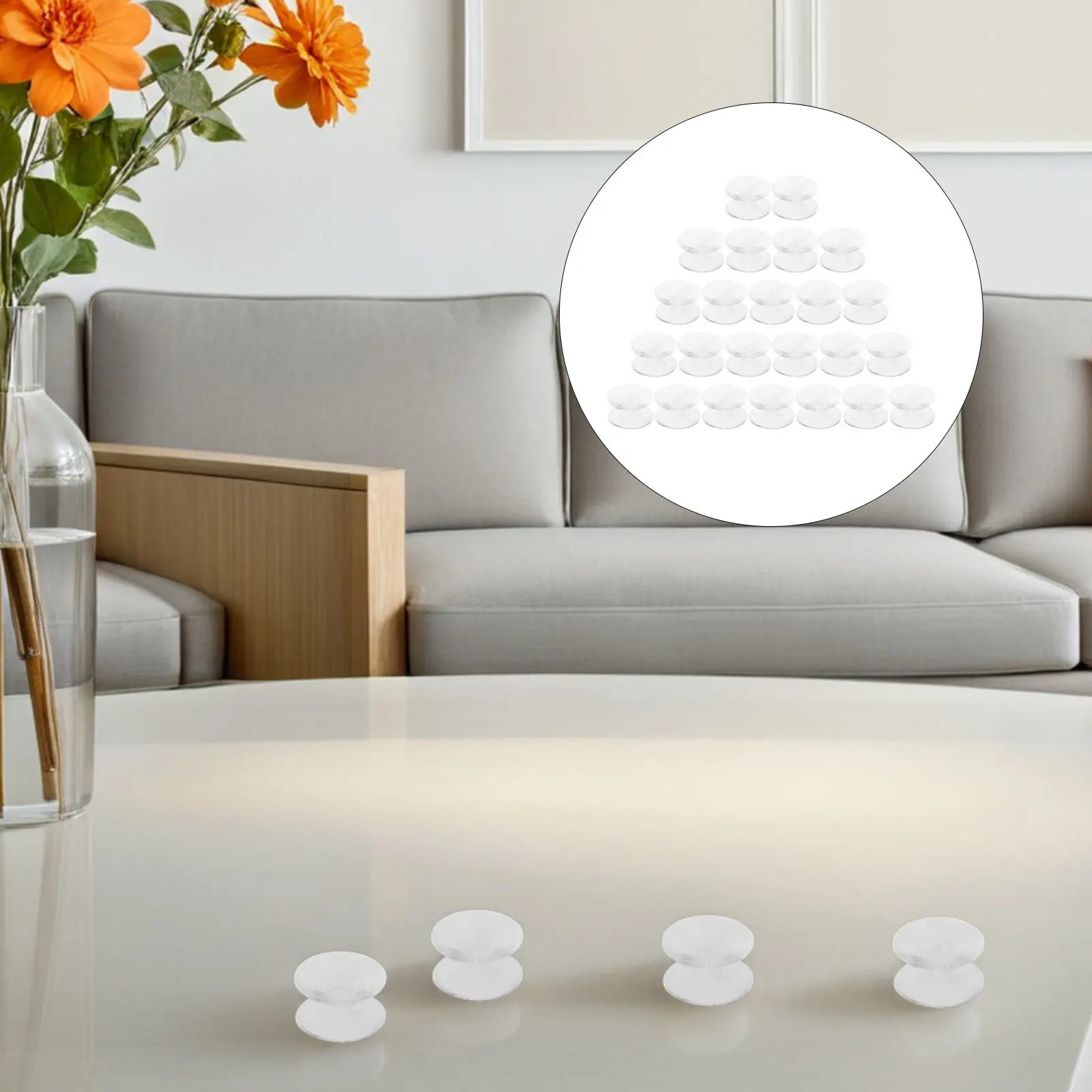 24Pcs Silicone Glass Table Spacers Clear Suction Cup Bumpers Non-Scratch Tabletop Protectors for Countertops Soap Dishes Lights