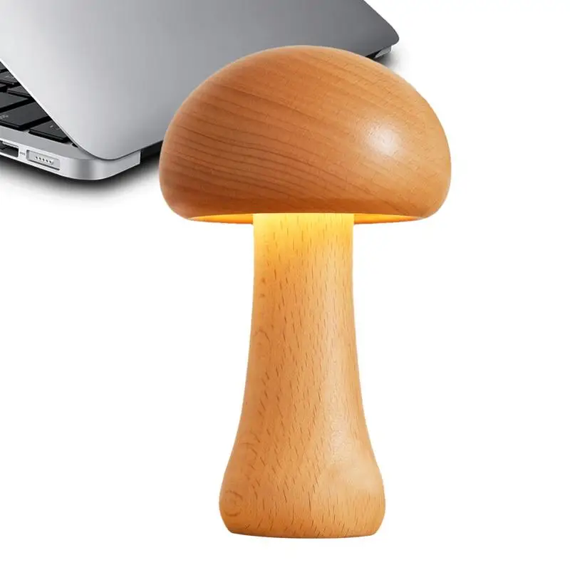 

Mushroom Table Lamp Kids Nightlight Dimmable Mushroom Lamp Wooden Desk Lamp LED Lights Ambient Lighting Night Lights