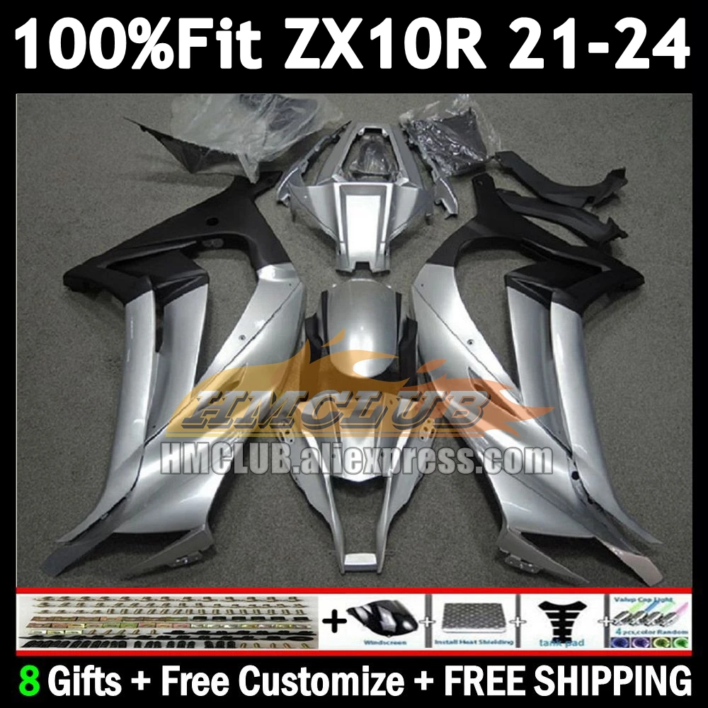 Injection Body For KAWASAKI NINJA ZX-10R ZX 10R 10 R 2021 2022 2023 2024 172No.21 ZX1000 gloss silver ZX10R 21 22 23 24 Fairing