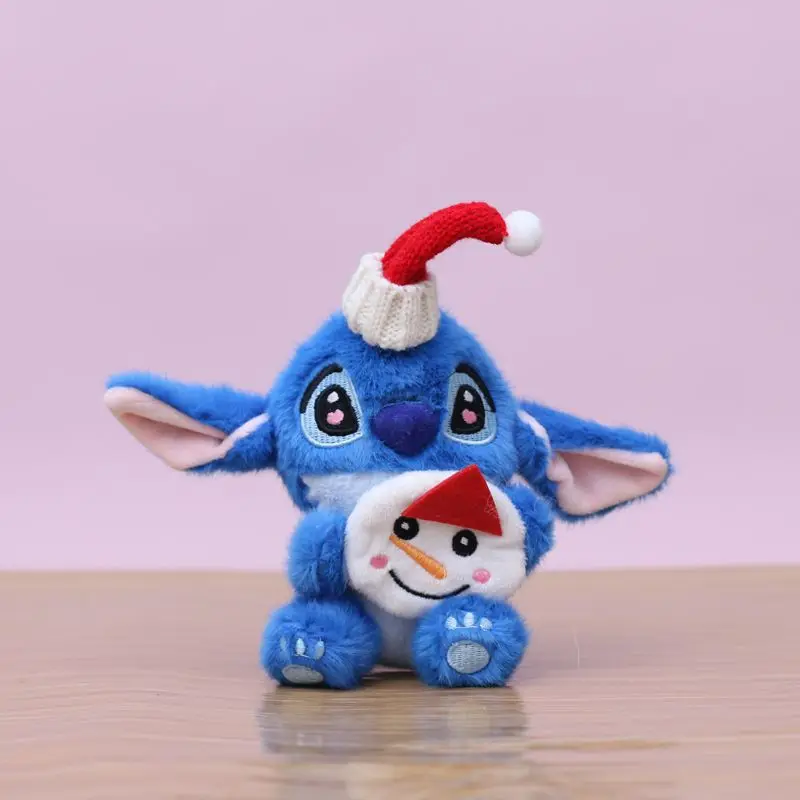 Disney Stitch Plüschtier im Weihnachtsstil, Puppenschlüsselanhänger, süßer Stofftier-Taschenanhänger, Weihnachtsgeschenk für das neue Jahr, Geburtstagsgeschenk