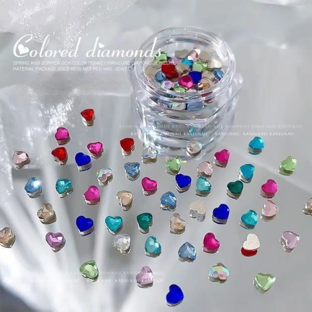 50 pièces 3mm amour diamant bijoux Nail Art couleur fond plat en forme de diamant Pop ongles accessoires ongles décoration ongles fournitures