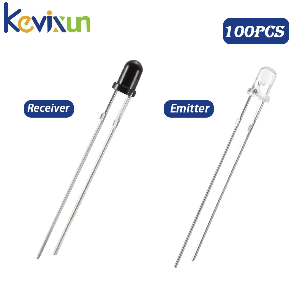 100Pcs 3mm IR LED Diode Transimitter Receiver 940nm Infrared Photodiode Phototransistor Emitter Lights Emitting Bulb