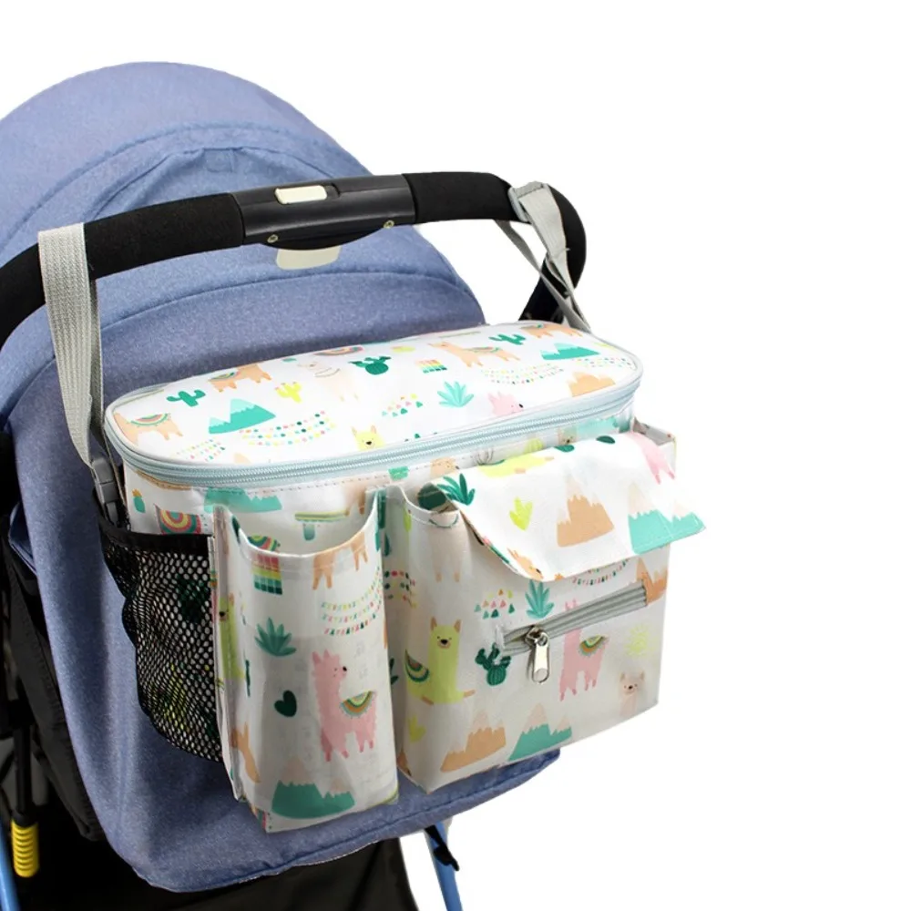 

Oxford Cloth Stroller Bag Large Capacity Multi-functional Pram Accessories Printed Cartoon Stroller Organizer Pushchair Use