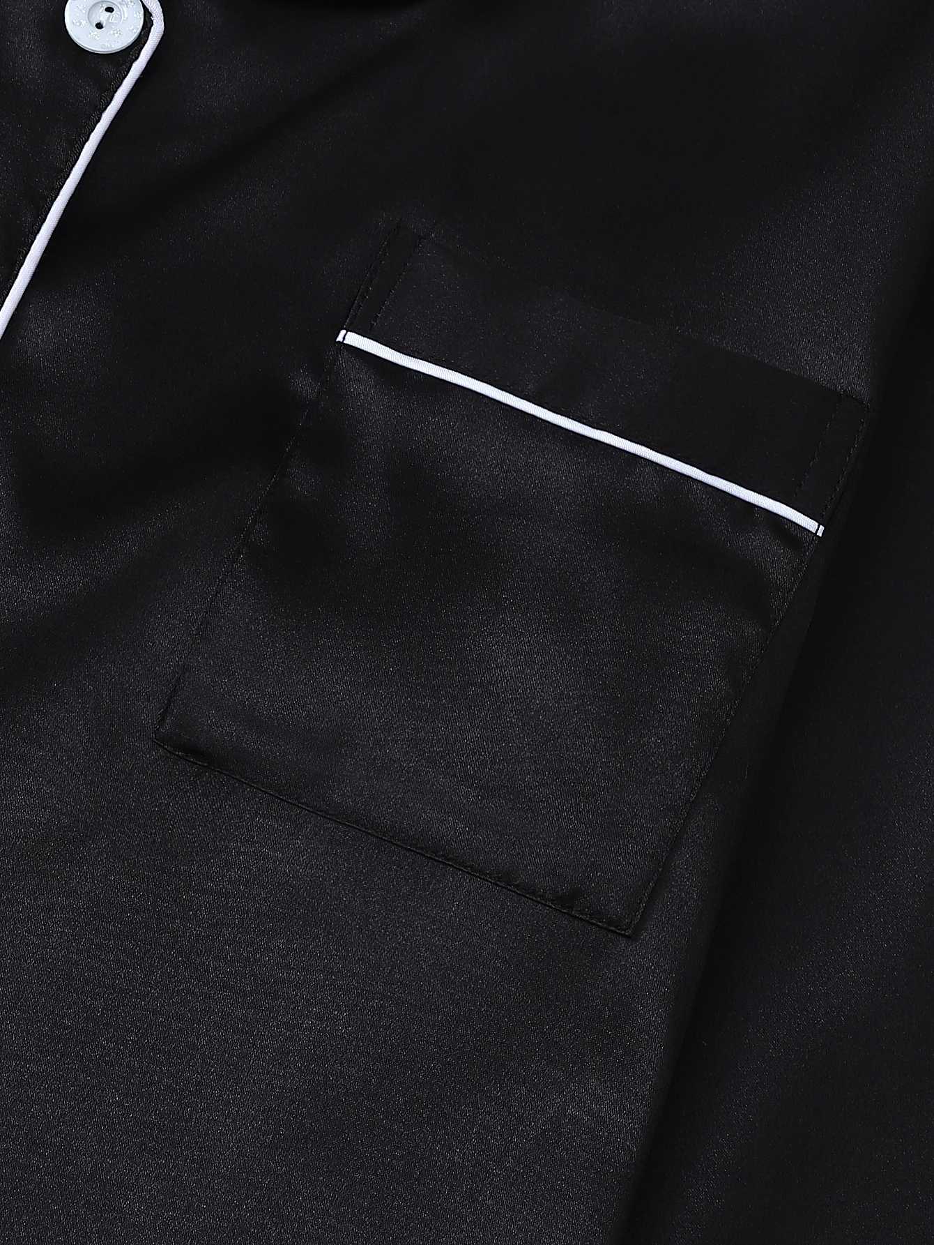 طقم بيجامة من الساتان بلون سادة للسيدات للخريف والشتاء مكون من قطعتين، بلوزة بأزرار سفلية وسراويل طويلة، طقم ملابس نوم كاجوال مناسب للاستخدام المنزلي #4