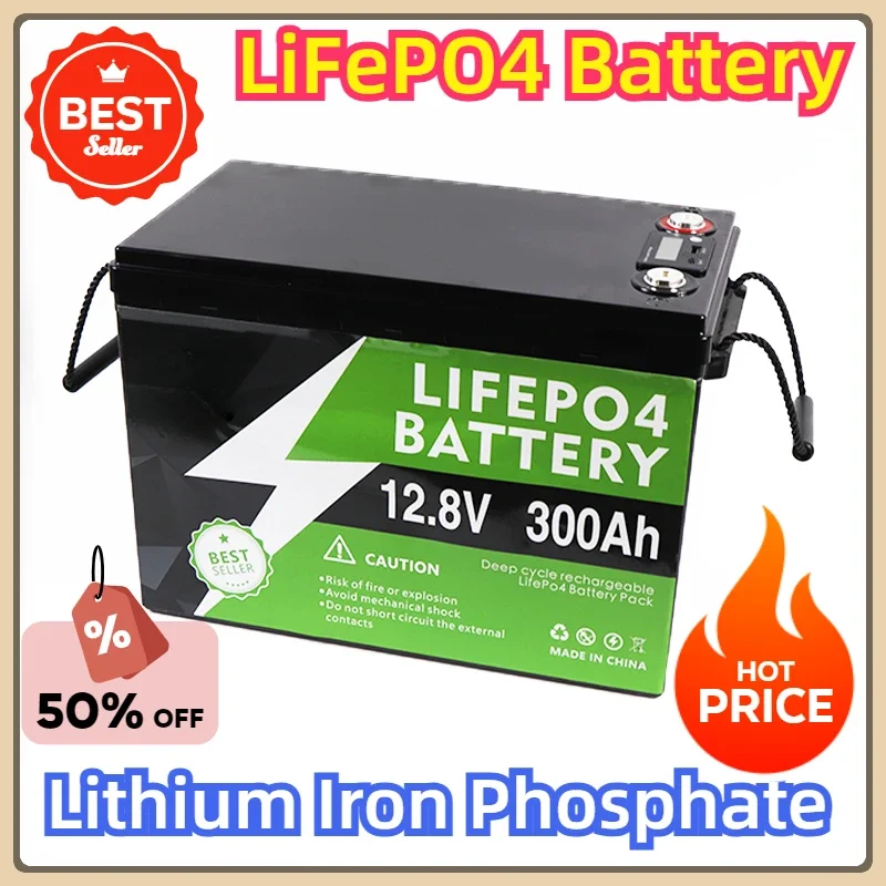 12V 300AH LiFePO4 Battery 100AH 200AH Lithium Iron Phosphate Built-in BMS 6000 Cycles For RV Campers Golf Cart Solar