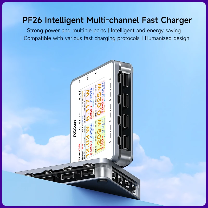 AIXUN PF26 daya penguatan kuat multi-port, hemat energi cerdas kompatibel dengan berbagai pengisian daya Cepat mandiri