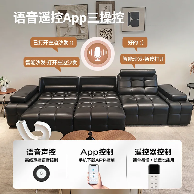 Electric sofa small apartment living room black Italian minimalist function sofa bed integrated dual-use