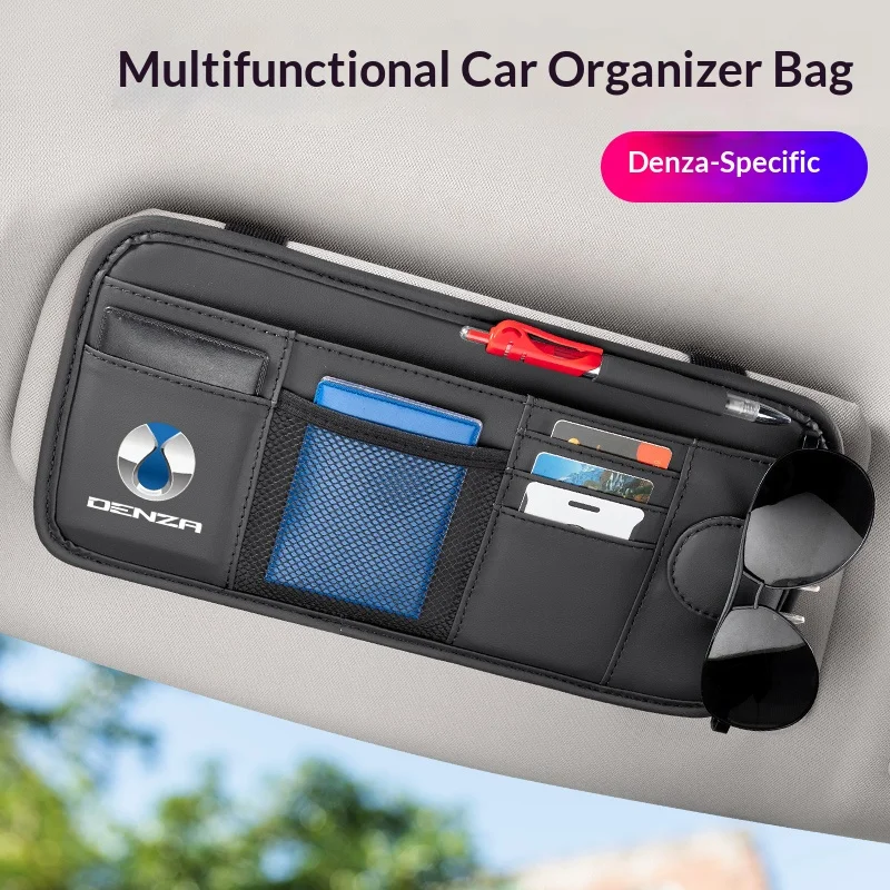 For Denza X N7 N8 D9dmi Car glasses clip, multi-functional sun visor storage bag for automobiles