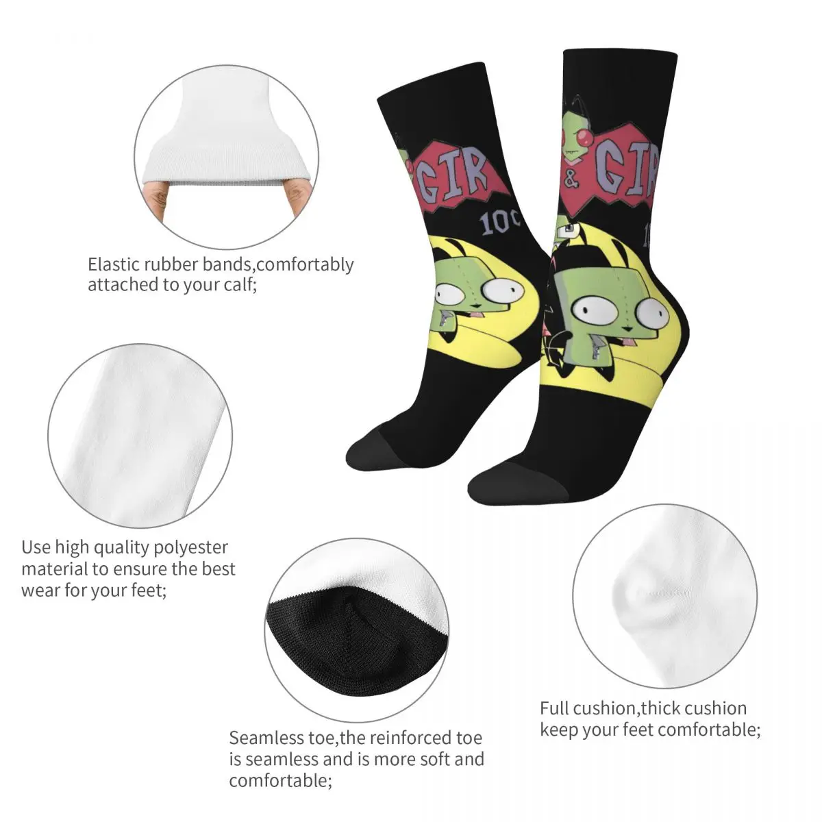 Zim And Gir INVADER ZIM Socks Men Women Fashion Funny Socks Harajuku Spring Summer Autumn Winter Socks Gifts