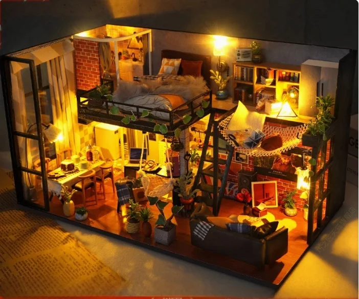 Kit de casa de muñecas en miniatura DIY, bloques de construcción Super World de montaje manual, regalos de cumpleaños de Navidad, Halloween para mujeres