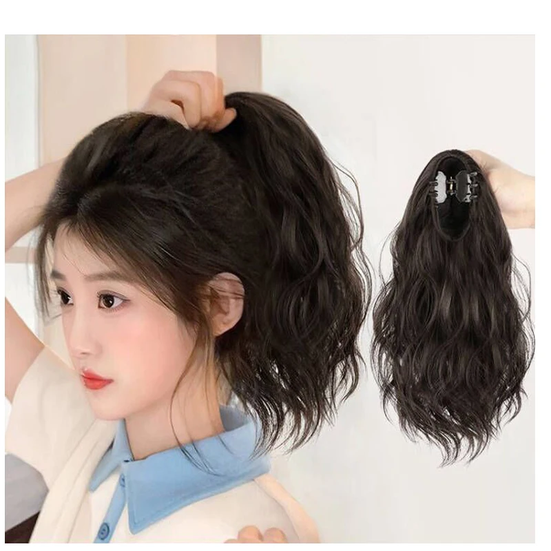 Synthetic Ponytails for Women Natural Black Dark Brwon Ponytail Hairpin Hair Extensions for Asian Women Daily Cosplay