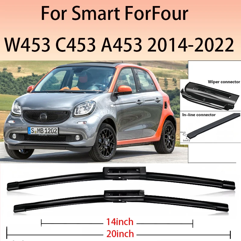 

Car Front Wiper Blade For Smart ForFour W453 C453 A453 2014 2015 2016 2017 2018 2020 2021 2022 Windscreen Windshield Accessories