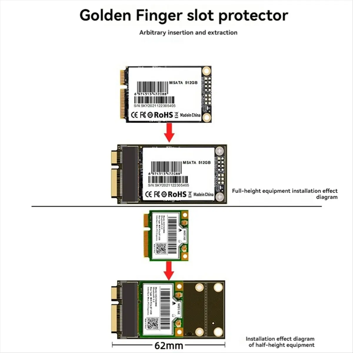 (DT37) Mini PCIE/MSATA Adapter Solid State Drive Converter Expansion Card Test Board for MSATA SSD Mini PCI Express Wifi Card