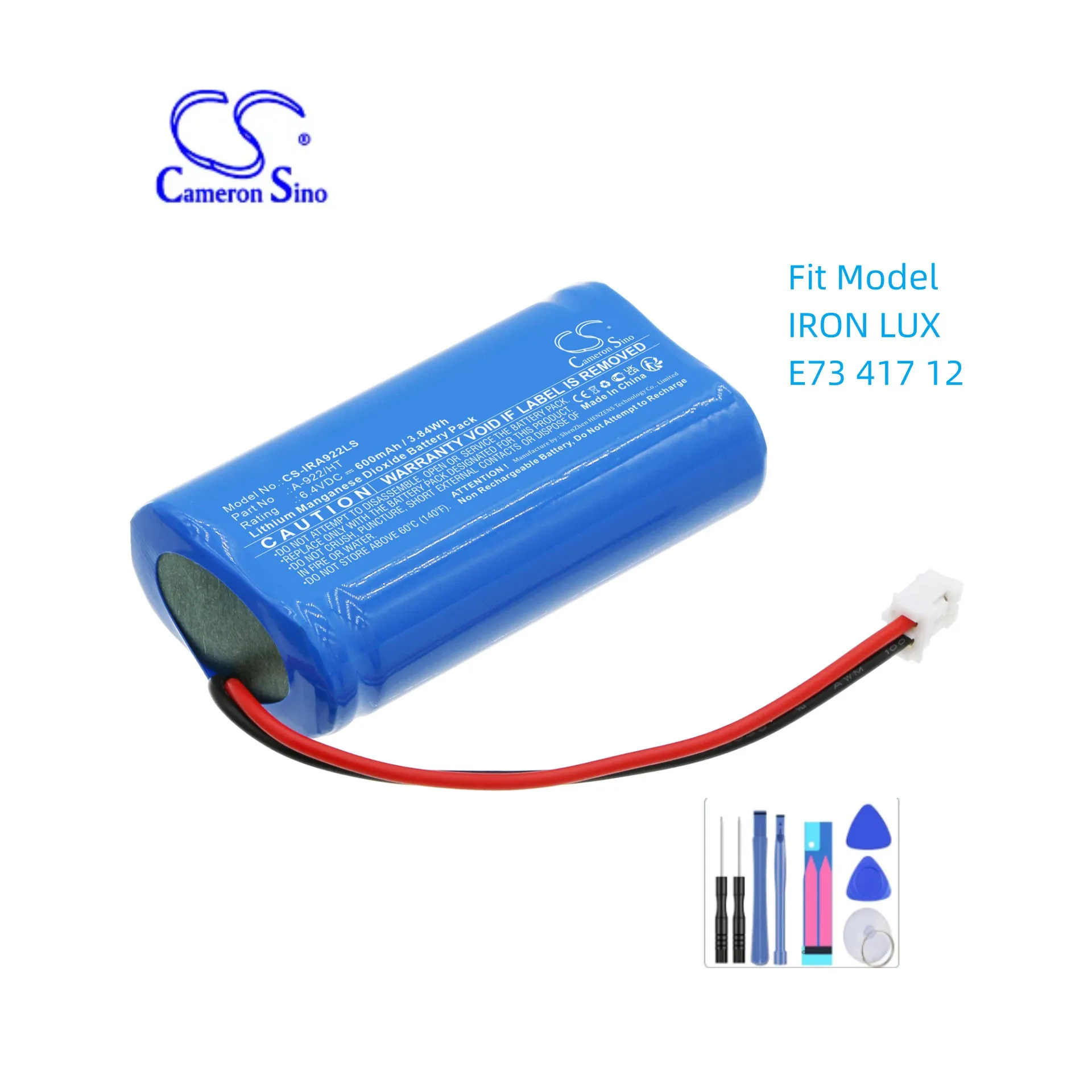 Emergency Lighting Battery For IRON LUX E73 417 12 A-922/HT Capacity 600mAh / 3.84Wh Color Blue Type  LiFePO4 Volts  6.40V