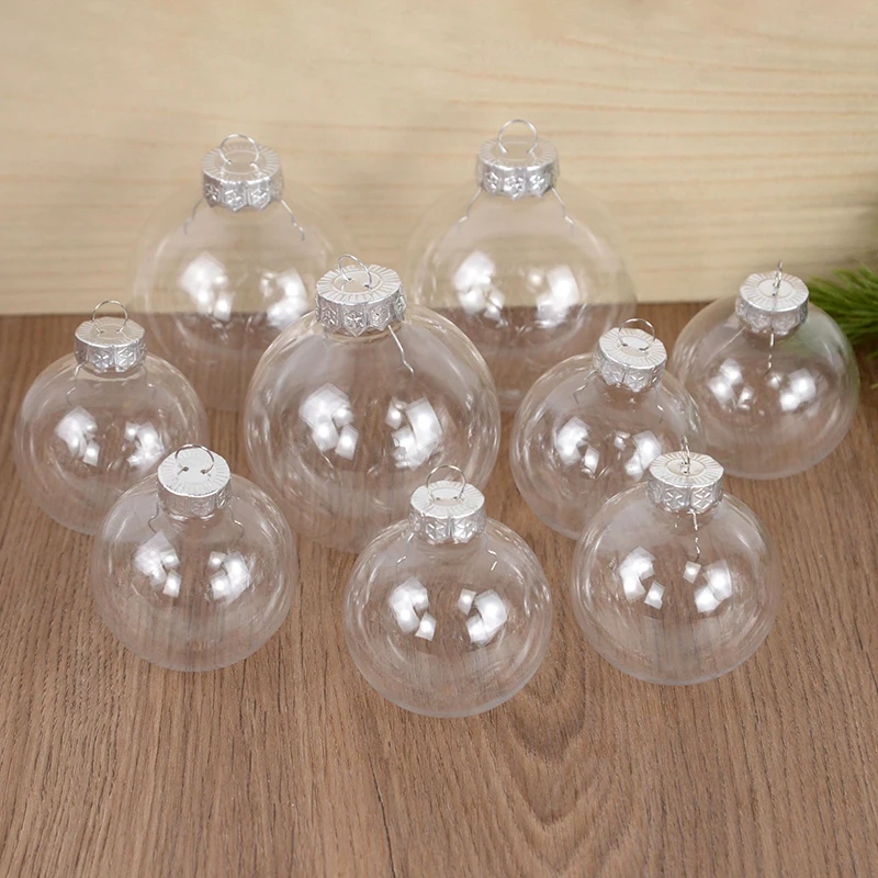 6 uds bola de Navidad adorno rellenable de plástico transparente adorno colgante para árbol de Navidad decoración del hogar Feliz Navidad regalo de