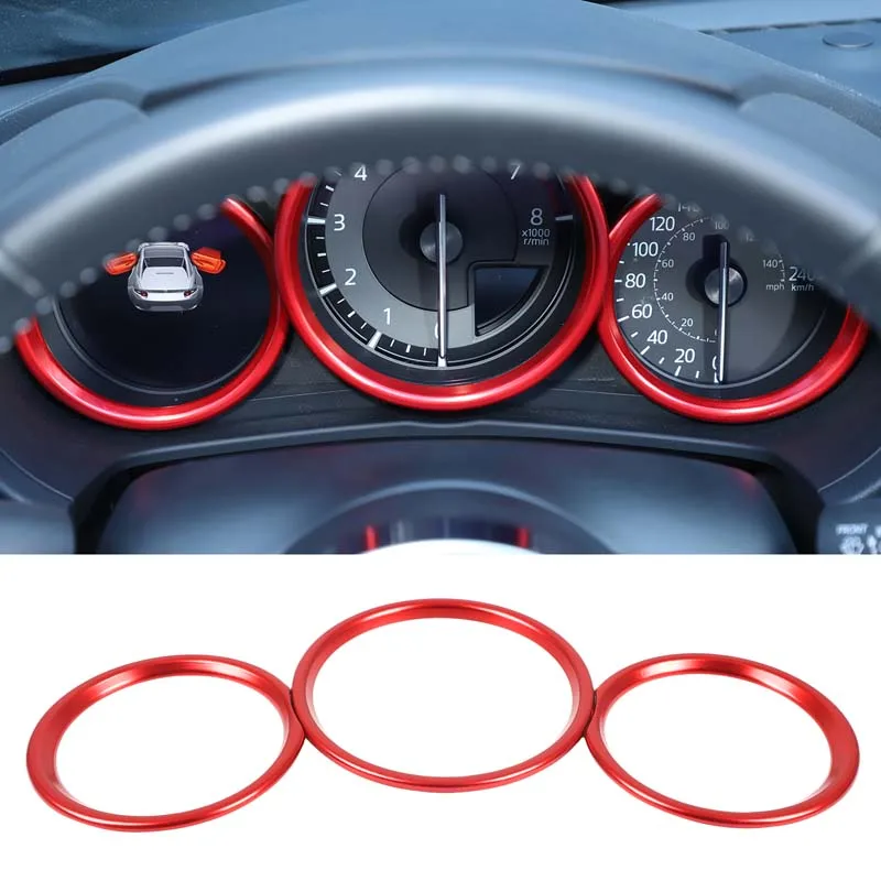 Für Mazda MX-5/Fiat 124/Abarth 124 ab Baujahr 2016, Armaturenbrett-Displayrahmen, Dekorativer Ring, Auto-Innenausstattung, Aluminiumlegierung – Detail 2