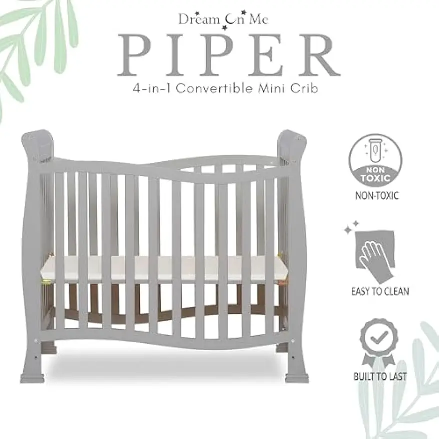 4-in-1 Convertible Mini Baby Crib & Changer with Storage, Adjustable Mattress, Compact Design for Small Spaces