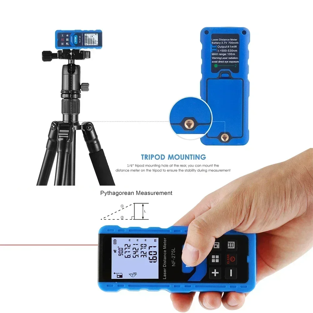 2026 Hot Sell Hot Sell Promotion Laser Distance Meter Noyafa 60M 100M Rangefinder Trena Laser Tape Range Finder Build Measure De