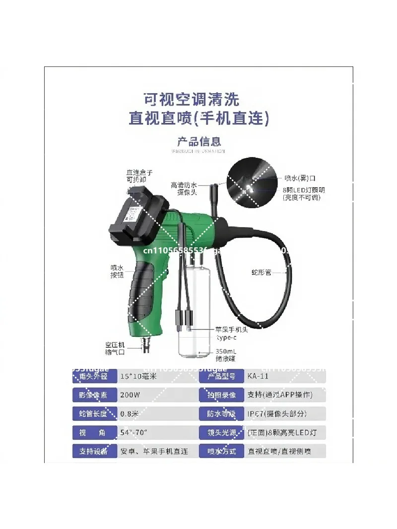 Automotive AC Evaporator Cleaning Kit, Visual Sterilization Tool for Air Conditioner System, Car Vent Cleaner Set