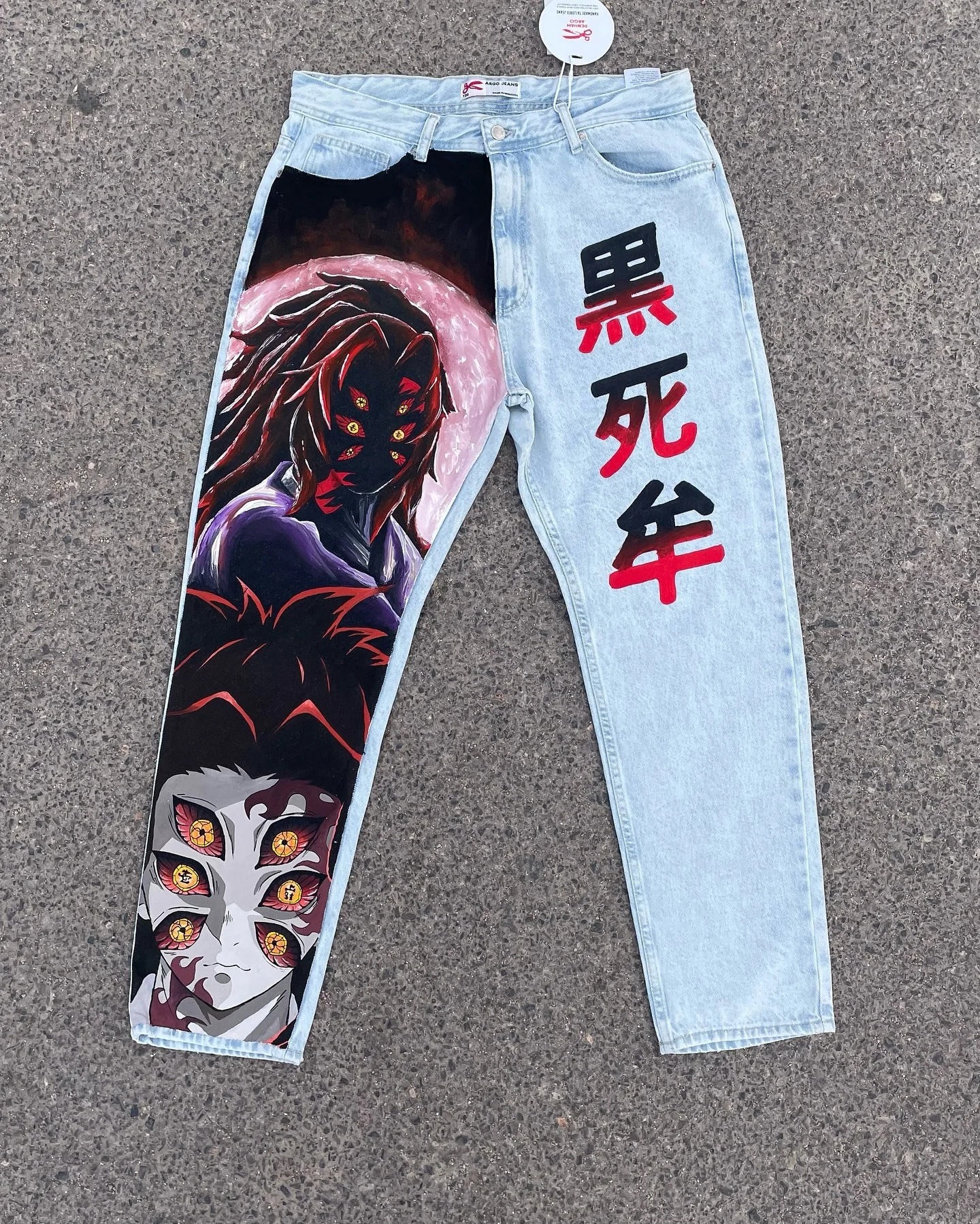 Harajuku Popular Anime Kokushibo Print Baggy Jeans New Style Wide Leg Trouser Y2k Streetwear for Men Women High Waist Pants