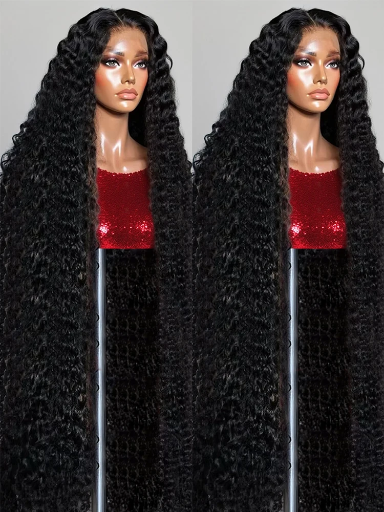 วิกผมลูกไม้แบบเต็มศีรษะ 300% ความหนาแน่น HD 13x6 ลอนลึกแบบเวฟ 40 46 นิ้ว วิกผมลูกไม้แบบเต็มศีรษะ 13x4 360 ลอนน้ำ สำหรับผู้หญิง