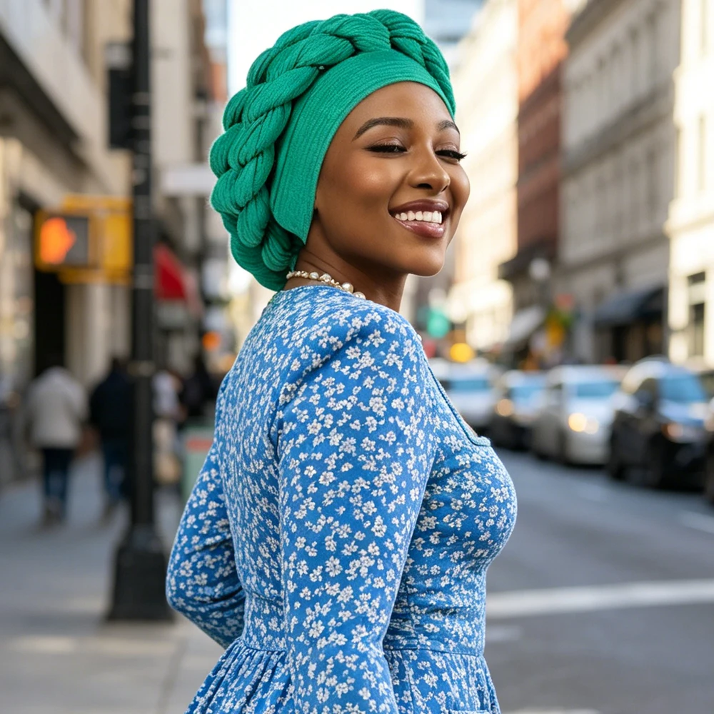

New Braids Turban Hijab Hats Twist African Head Wrap Women Chemo Cap Muslim Bonnet Beanies Hair Loss Headscarf Turbante Mujer