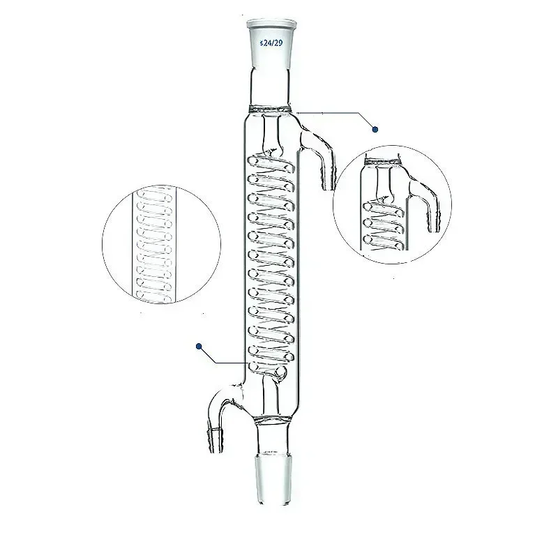 Serpentine Condenser Lab Glassware Condenser Suitable For Vertical Distillation Or Reflux Device Length 300mm OD 35mm Mouth 24mm