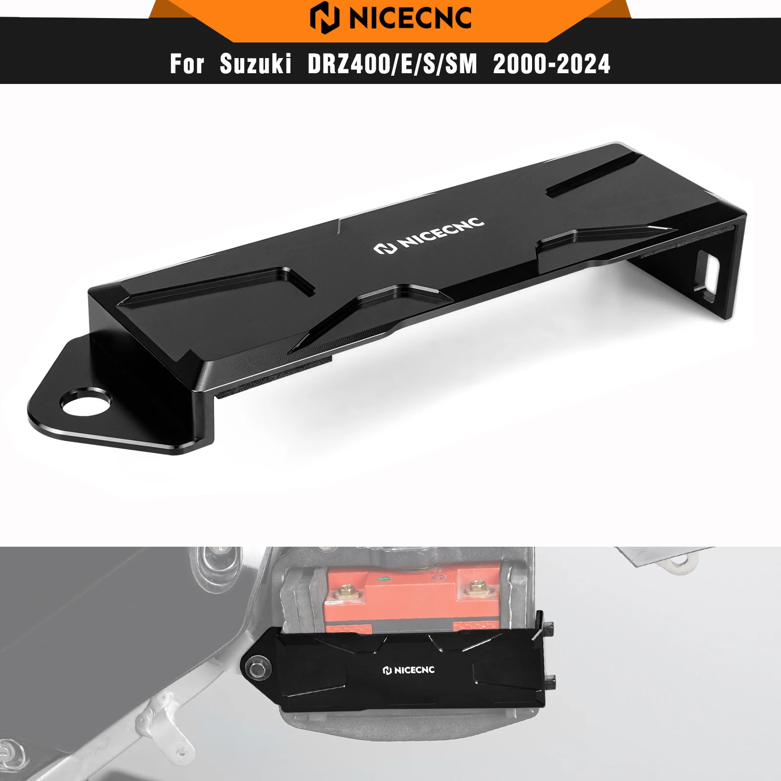 

NICECNC For Suzuki DRZ400S 2000-2024 Battery Hold Down Bracket DRZ400E DRZ400SM DRZ400 E S SM DRZ 400E 400S 400SM 00-24 Aluminum