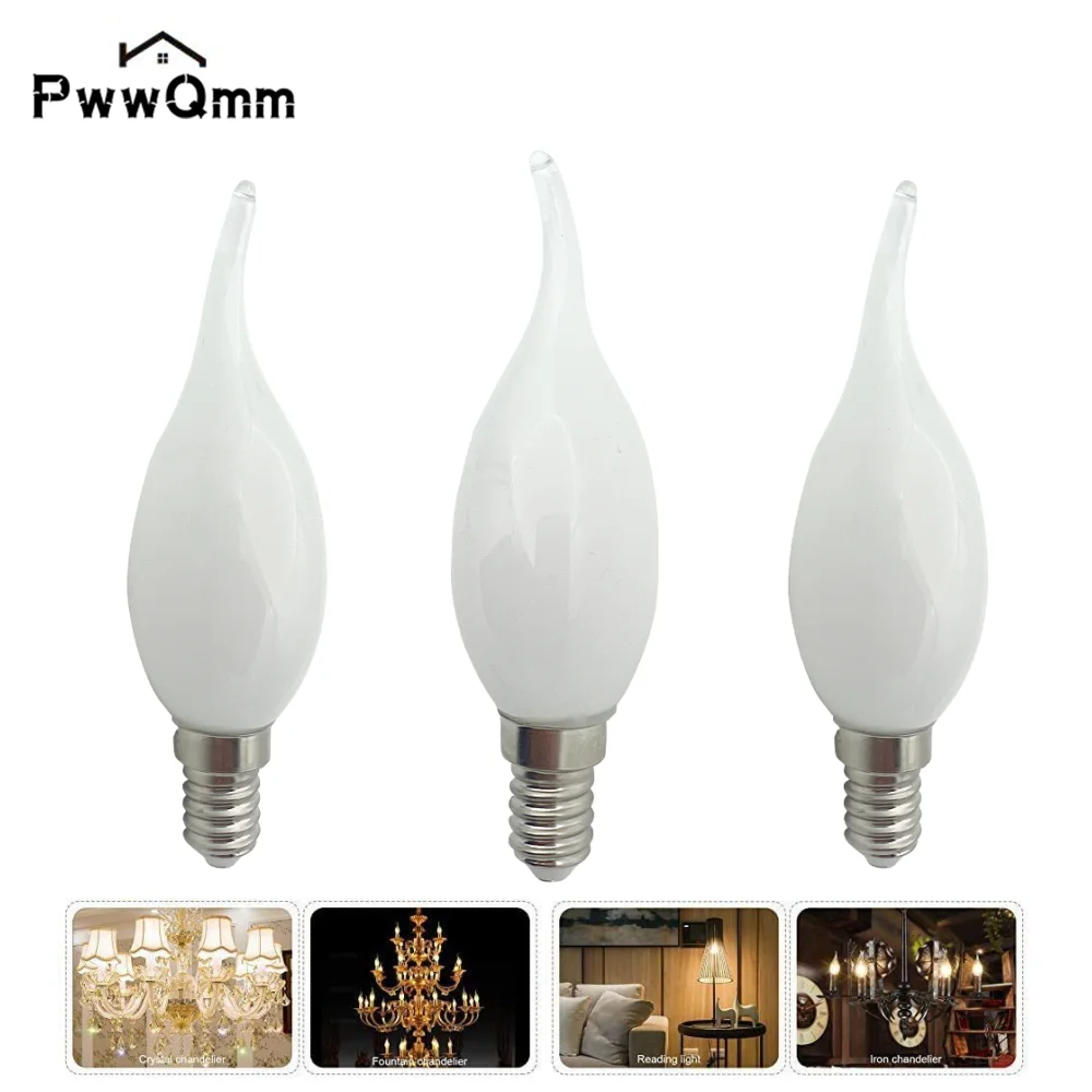 

PwwQmm 6pcs LED Bulb E14 C35 Warm/Cold White Edison Retro Filament Candle Light AC220V 360 Degree Energy Saving Lamp