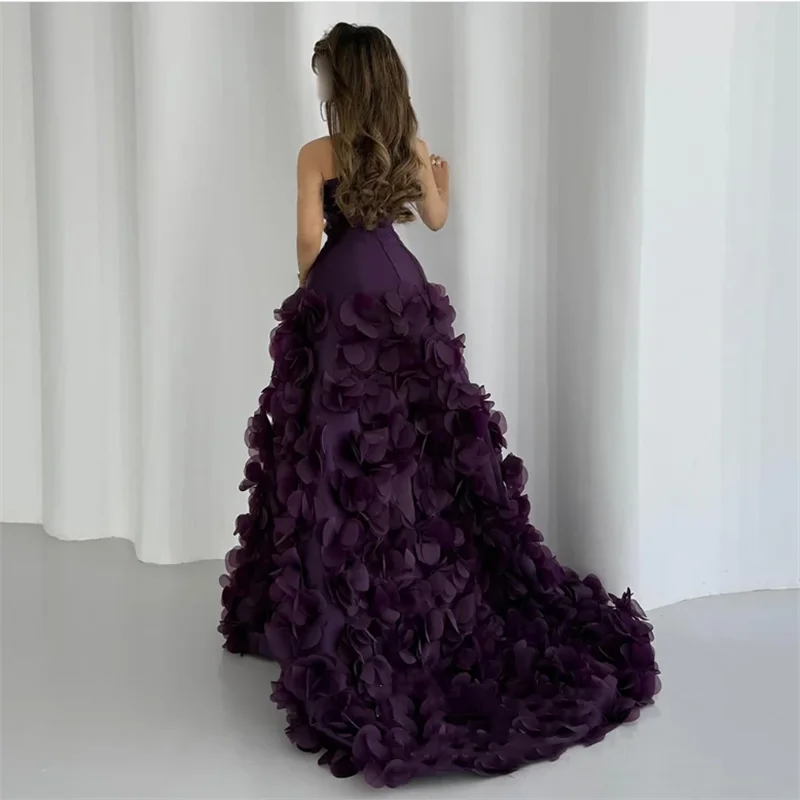 Abito da sera arabo saud فساتmaveraات Personalizzato senza spalline senza maniche Fiori fatti a mano Sweep Train Abito da ballo arabo