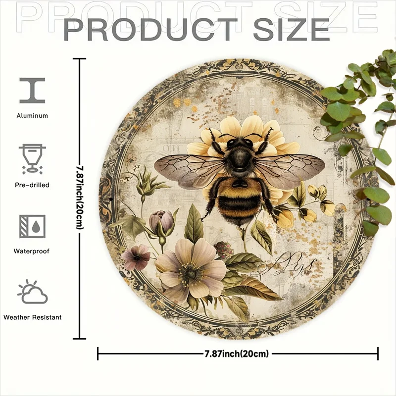 Bee & Flower Rustic Symphony Metal Sign - 7.87