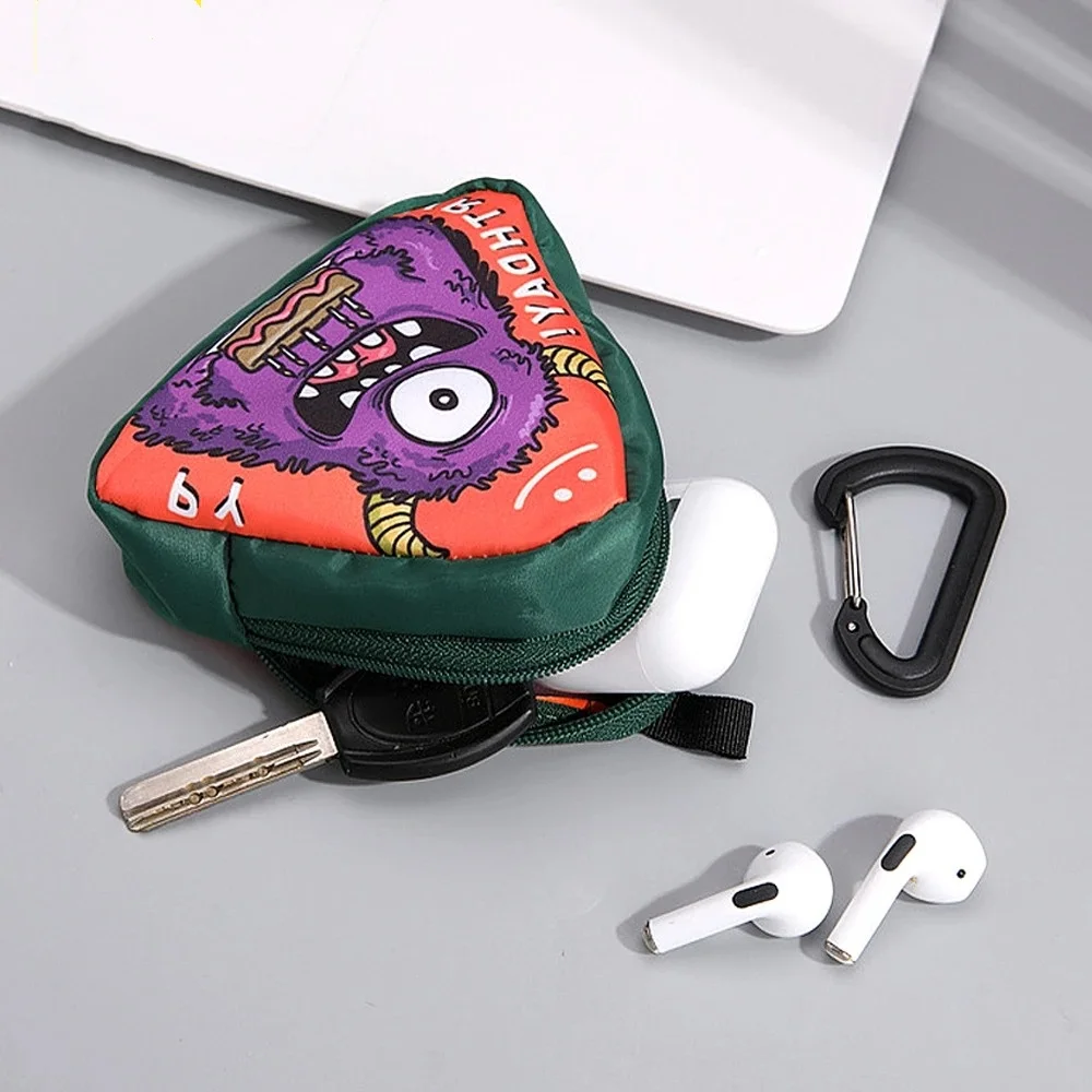 New Cartoon Monster Coin Purse, Mini Wallet, Outdoor Waterproof Fabric, Triangle Car Key Case, Key Ring, Pendant Wallet