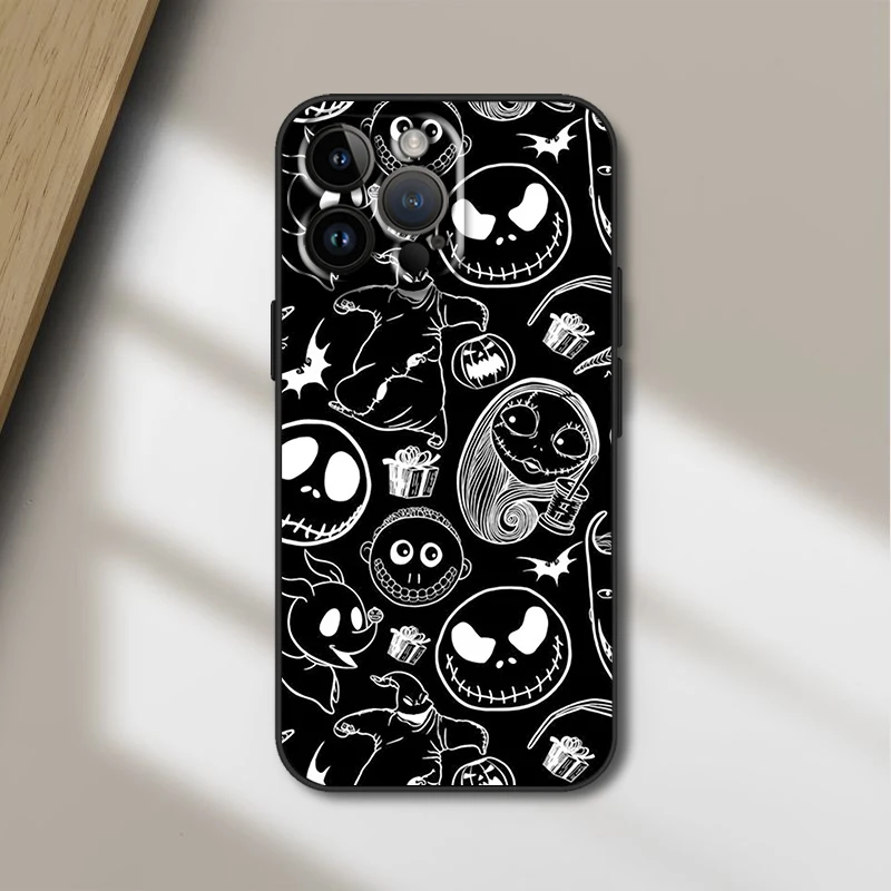 Funny Jack Skellington TPU Cover For Apple iPhone 15 14 13 12 11 XS XR X 8 7 Pro Max Plus Mini Black Phone Case