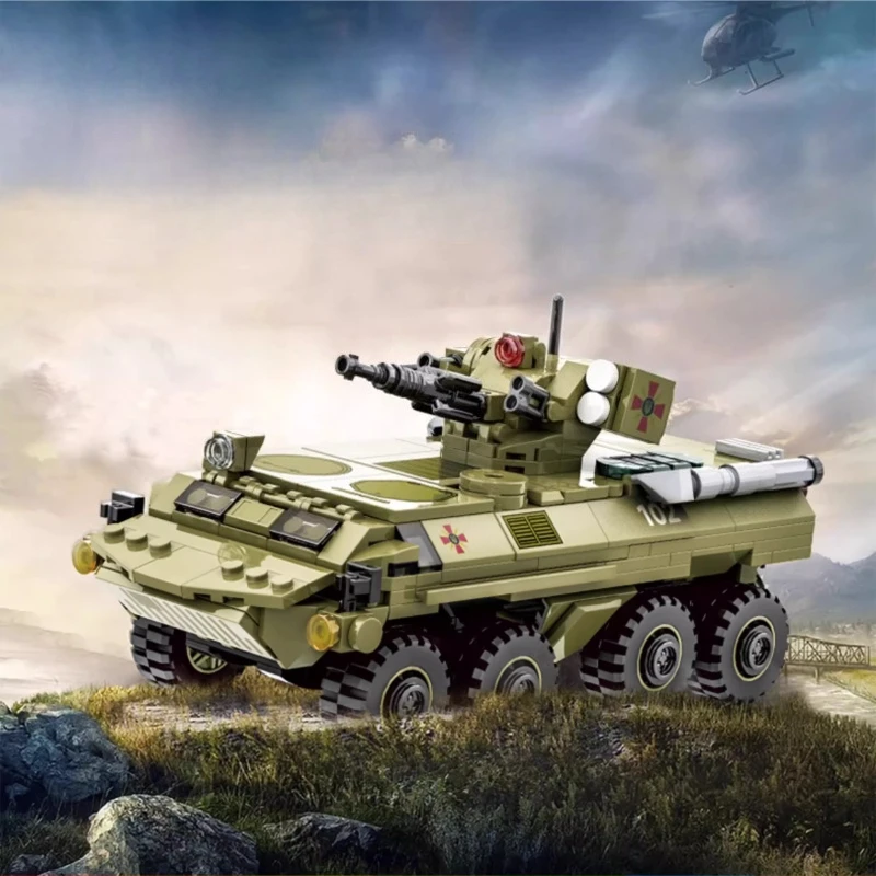 

SEMBO BTR-4-step Tank Building Blocks Children's Trendy Play Assembled Tank Collection Model Decorative Ornaments Creative Toys