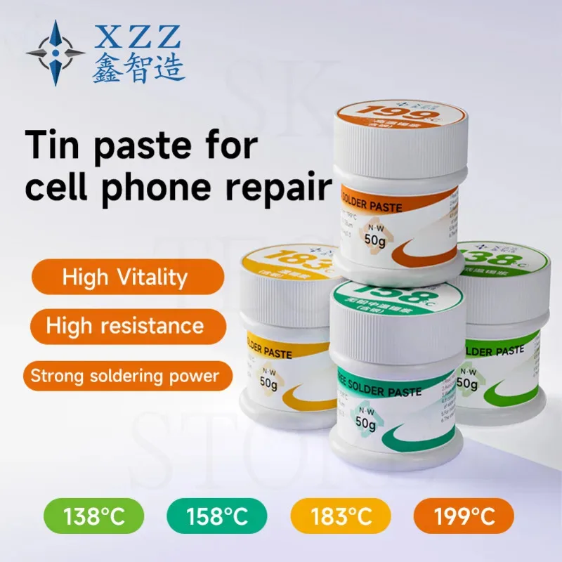  XZZ 50g Solder Paste For CPU Upper PCB Micorsoldering Mobile Repair Motherboard Dedicated Ball Planting 138℃/158℃ Tin Paste