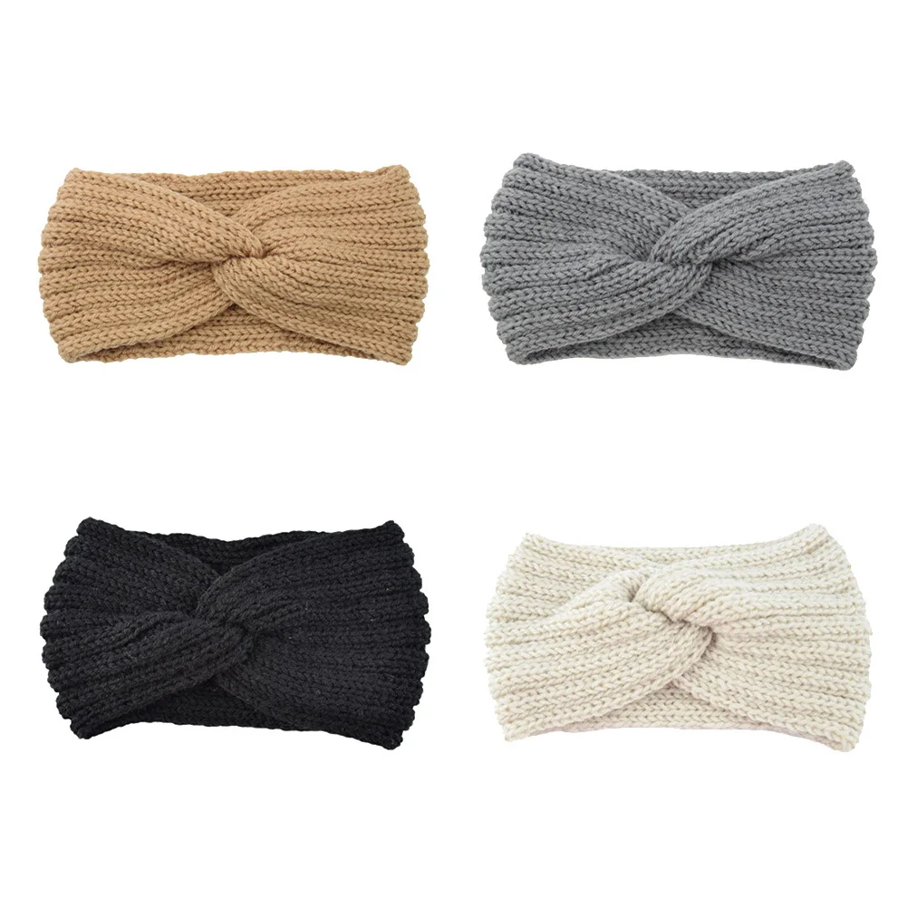 

4Pcs Warm Knitted Headband for Women Winter Ear Protection Hair Accessory Cross Design Anti-Slip Comfortable Fit for Daily Wear
