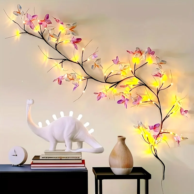 1pc Willow Vine Light With Butterfly Tree Branch Light 8 Modes 30led USB Operated Fairy Light For Home Party Holiday Decoration