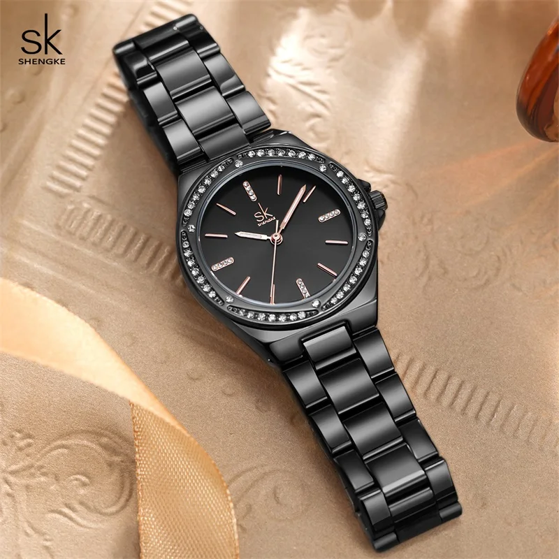 Shengke New Arrival Fashion Women\'s Quartz Watches Top Luxury Diamond Ladies Wristwatches Best Brand Gifts HM Relógios Femininos