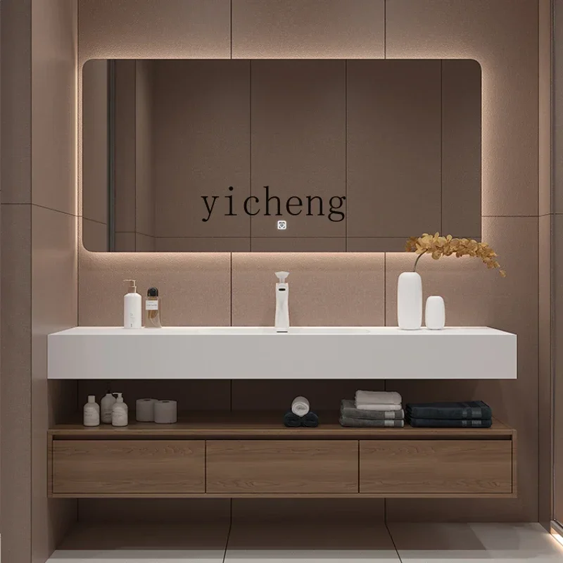 

integrated basin bathroom cabinet combination hotel wind bathroom wash basin cabinet wash table decoration accessories