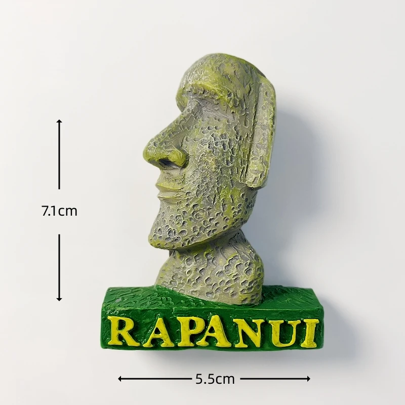 Chile, Easter Island, tourism commemoration, World Cultural Heritage, Moai stone statue, magnetic refrigerator sticker