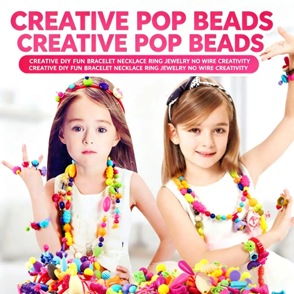 New Colorful Pop Bead Set Snap Together Assorted Shapes Snap Beads No String Required DIY Bead Set Birthday
